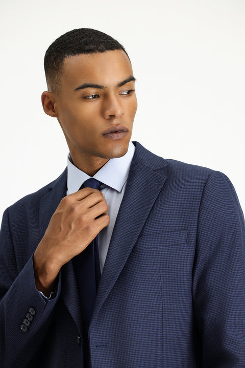 Dark Navy 6 Drop Regular Fit Classic Patterned Jacket