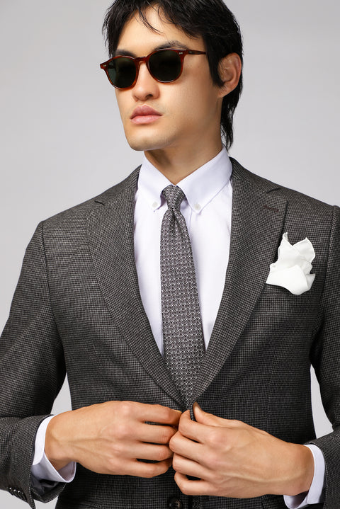 Dark Brown 6 Drop Regular Fit Classic Patterned Jacket