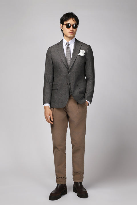 Dark Brown 6 Drop Regular Fit Classic Patterned Jacket
