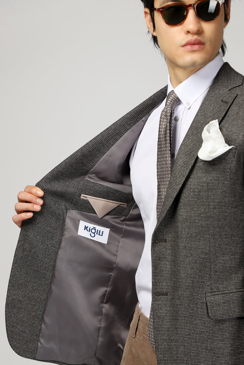 Dark Brown 6 Drop Regular Fit Classic Patterned Jacket