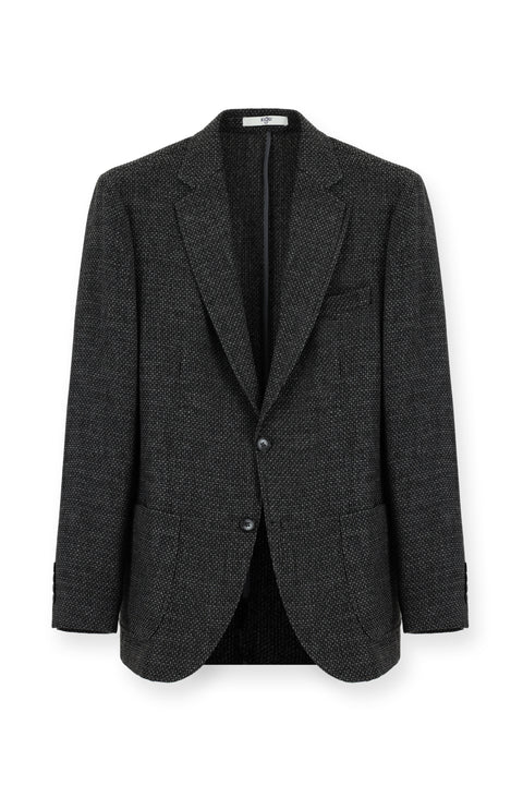 Dark Anthracite 7 Drop Slim Fit Patterned Sport Wool Jacket