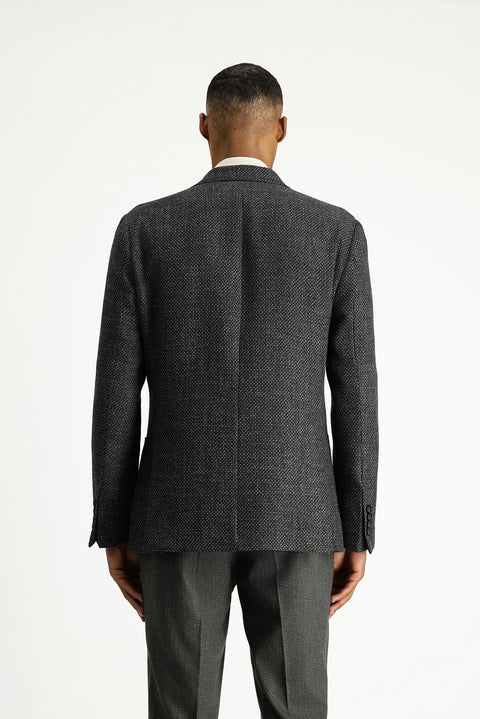 Dark Anthracite 7 Drop Slim Fit Patterned Sport Wool Jacket