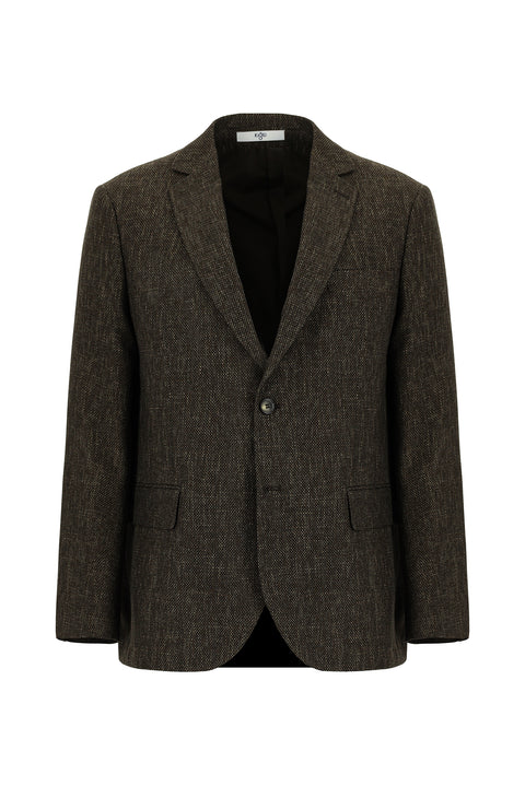 Medium Brown 4 Drop Relaxed Fit Classic Patterned Jacket