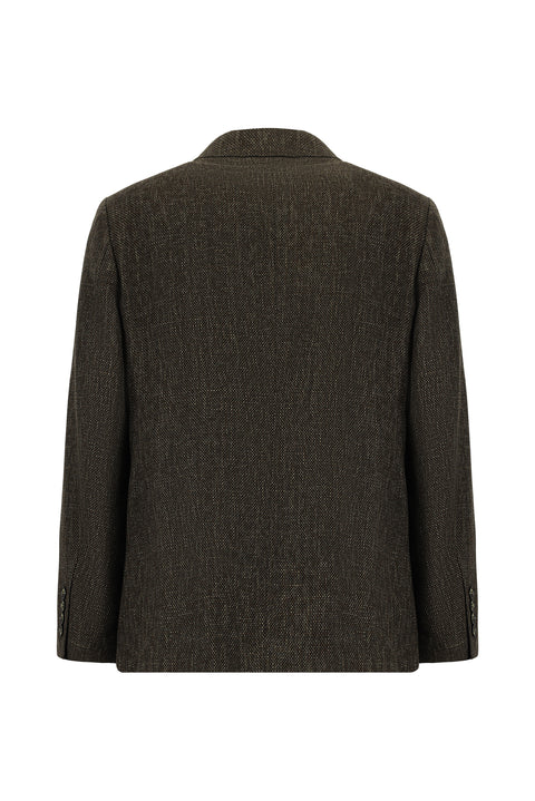 Medium Brown 4 Drop Relaxed Fit Classic Patterned Jacket
