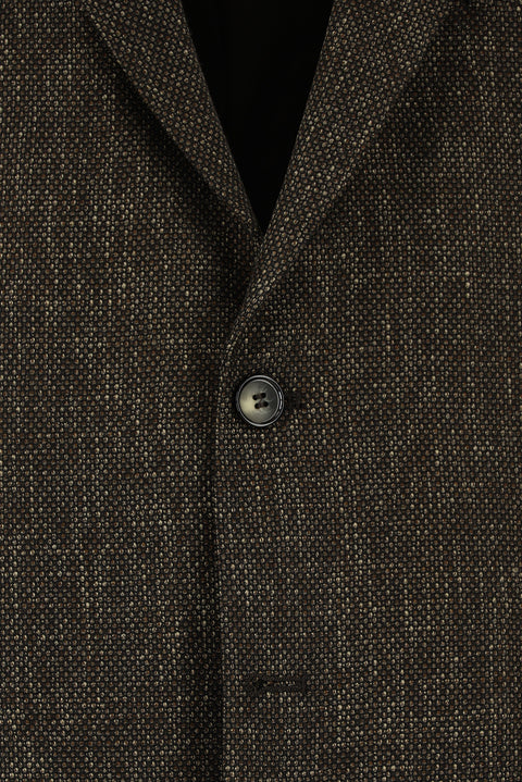 Medium Brown 4 Drop Relaxed Fit Classic Patterned Jacket