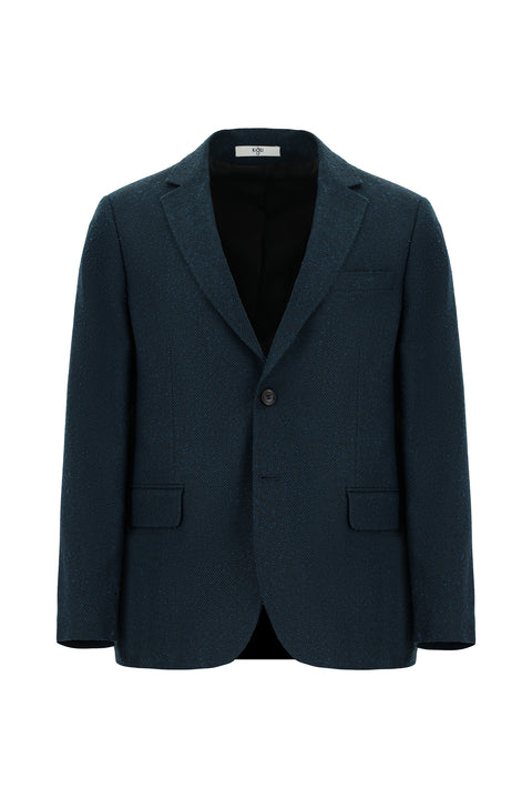 Petrol Green 4 Drop Relaxed Fit Classic Patterned Jacket