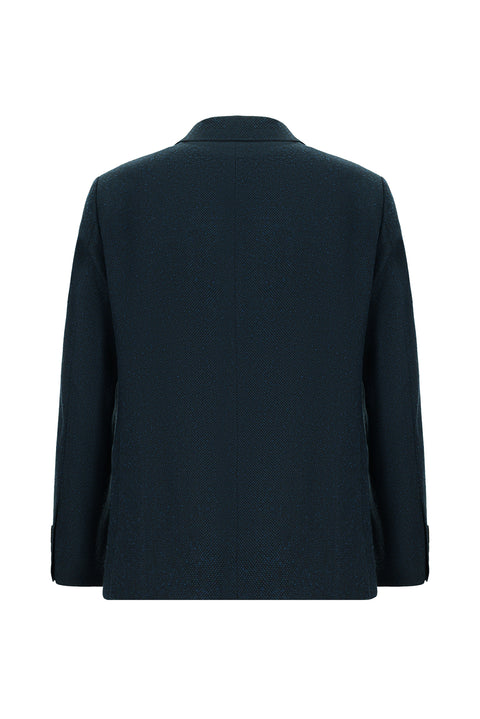 Petrol Green 4 Drop Relaxed Fit Classic Patterned Jacket