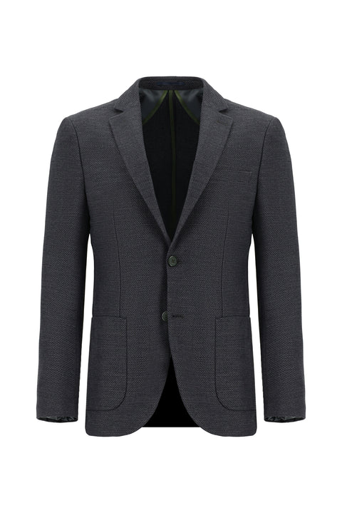 Medium Grey 7 Drop Super Slim Fit Extra Narrow Cut Patterned Sport Jacket