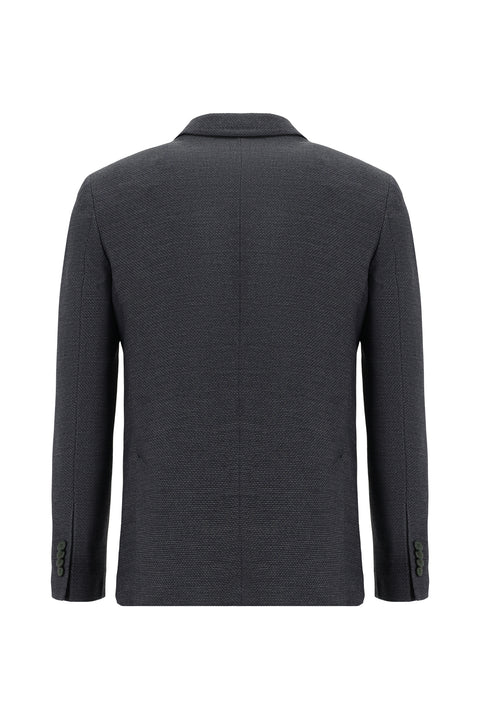 Medium Grey 7 Drop Super Slim Fit Extra Narrow Cut Patterned Sport Jacket