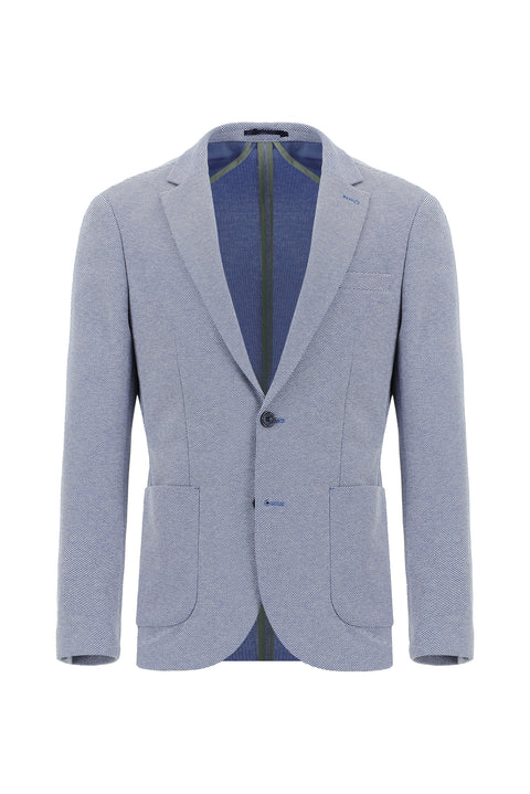 Blue 7 Drop Super Slim Fit Extra Narrow Cut Patterned Sport Cotton Jacket