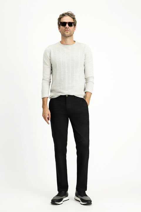 Dark Anthracite Regular Fit Standard Cut Lycra Canvas / Chino Trousers
