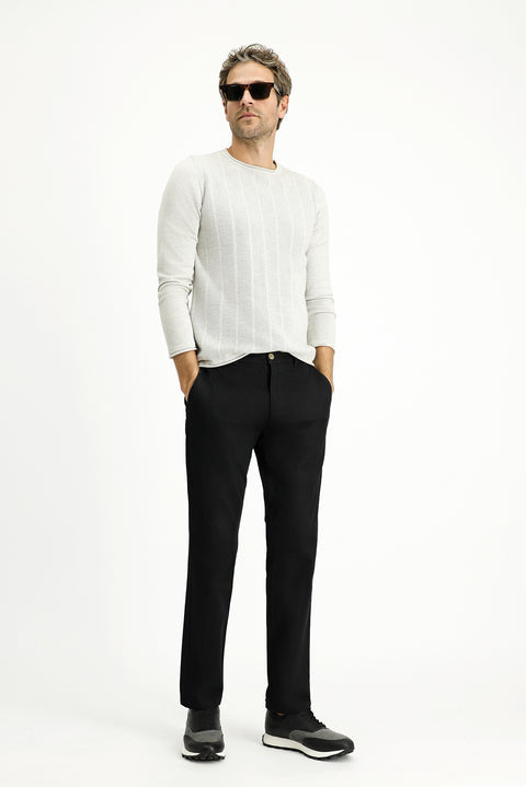 Dark Anthracite Regular Fit Standard Cut Lycra Canvas / Chino Trousers