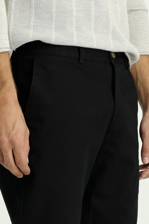 Dark Anthracite Regular Fit Standard Cut Lycra Canvas / Chino Trousers