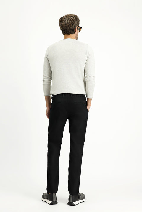 Dark Anthracite Regular Fit Standard Cut Lycra Canvas / Chino Trousers