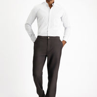 Mid Coffee Regular Fit Standard Cut Lycra Canvas / Chino Trousers