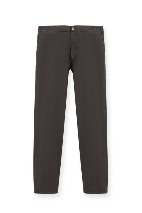 Mid Coffee Regular Fit Standard Cut Lycra Canvas / Chino Trousers