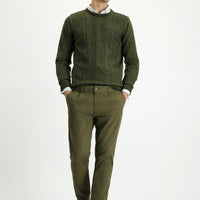 Military Khaki Relaxed Fit Pleated Canvas / Chino Trousers