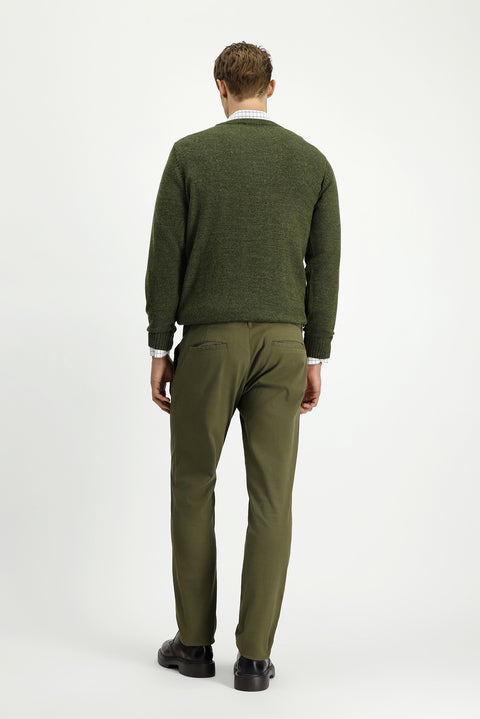 Military Khaki Relaxed Fit Pleated Canvas / Chino Trousers