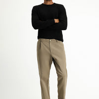 Medium Mink Relaxed Fit Stretchy Pleated Canvas / Chino Trousers