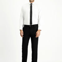 Black Regular Fit Standard Cut Lycra Canvas / Chino Trousers