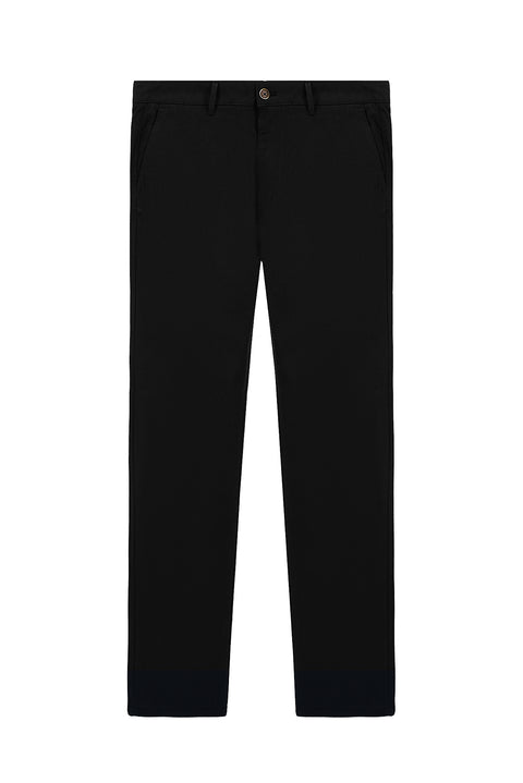 Black Regular Fit Standard Cut Lycra Canvas / Chino Trousers