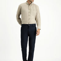 Dark Navy Regular Fit Standard Cut Lycra Canvas / Chino Trousers