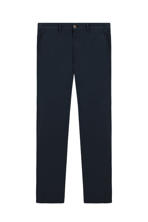Dark Navy Regular Fit Standard Cut Lycra Canvas / Chino Trousers