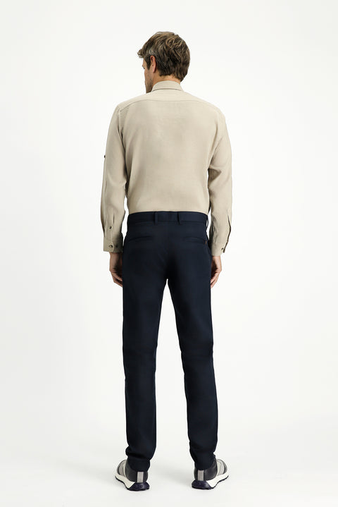 Dark Navy Regular Fit Standard Cut Lycra Canvas / Chino Trousers
