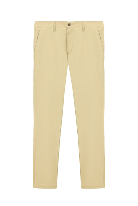 Light Beige Regular Fit Standard Cut Lycra Canvas / Chino Pants