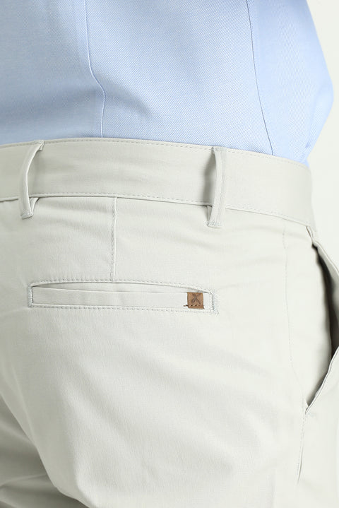 Stone Regular Fit Standard Cut Lycra Canvas / Chino Trousers