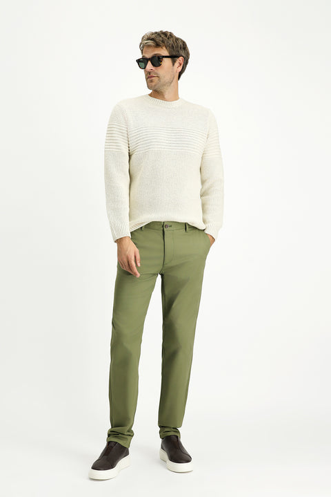 Yağ Yeşili-Olive Regular Fit Standart Kesim Likralı Kanvas / Chino Pantolon