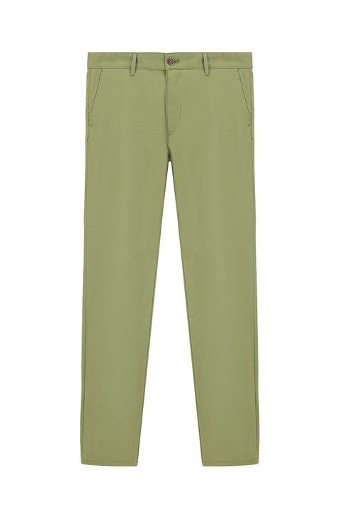 Yağ Yeşili-Olive Regular Fit Standart Kesim Likralı Kanvas / Chino Pantolon