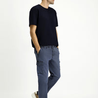 Black Regular Fit Standard Cut Elastic Waist Stretchy Cargo Pants