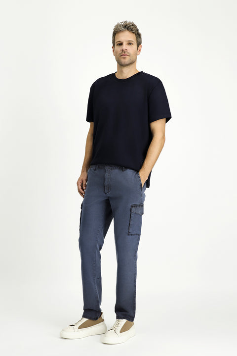 Black Regular Fit Standard Cut Elastic Waist Stretchy Cargo Pants