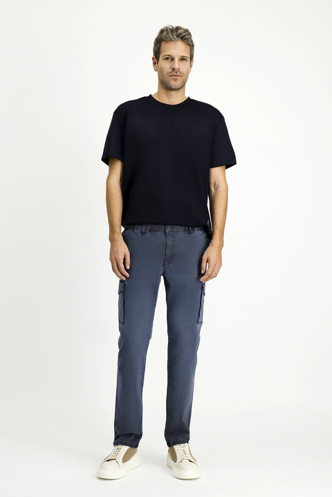 Black Regular Fit Standard Cut Elastic Waist Stretchy Cargo Pants