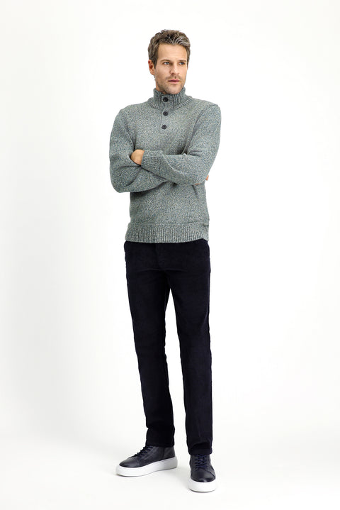 Dark Navy Regular Fit Standard Cut Cotton Corduroy Trousers