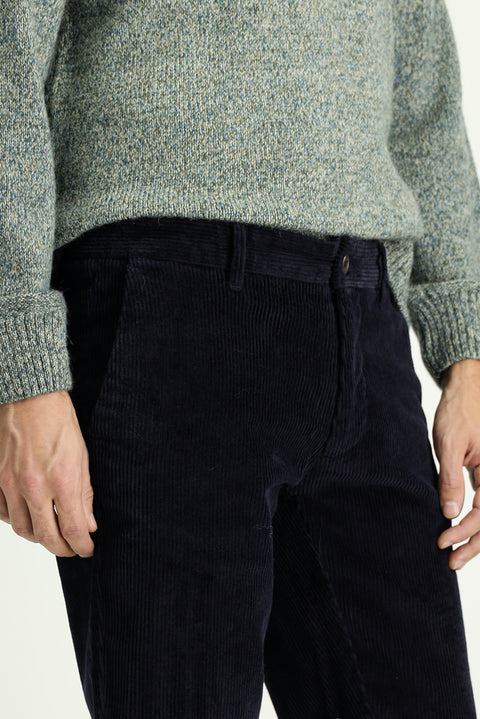 Dark Navy Regular Fit Standard Cut Cotton Corduroy Trousers