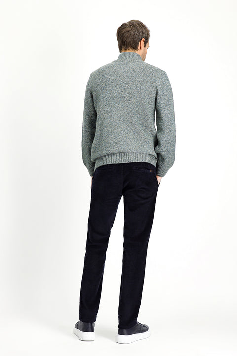 Dark Navy Regular Fit Standard Cut Cotton Corduroy Trousers