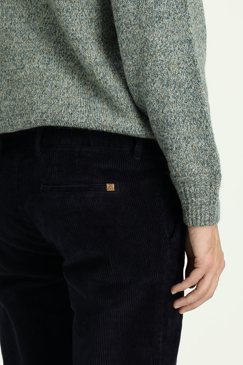Dark Navy Regular Fit Standard Cut Cotton Corduroy Trousers