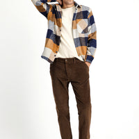 Medium Brown Regular Fit Standard Cut Cotton Corduroy Trousers
