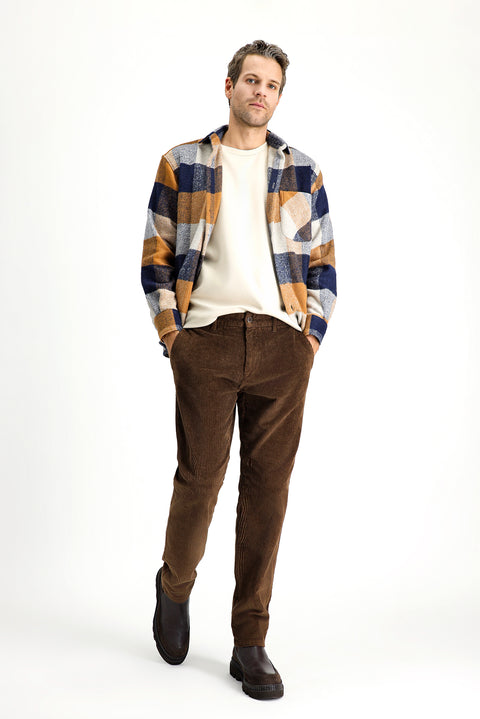 Medium Coffee Relaxed Fit Cotton Velvet Trousers