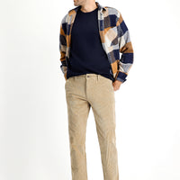 Mid Beige Relaxed Fit Cotton Corduroy Trousers