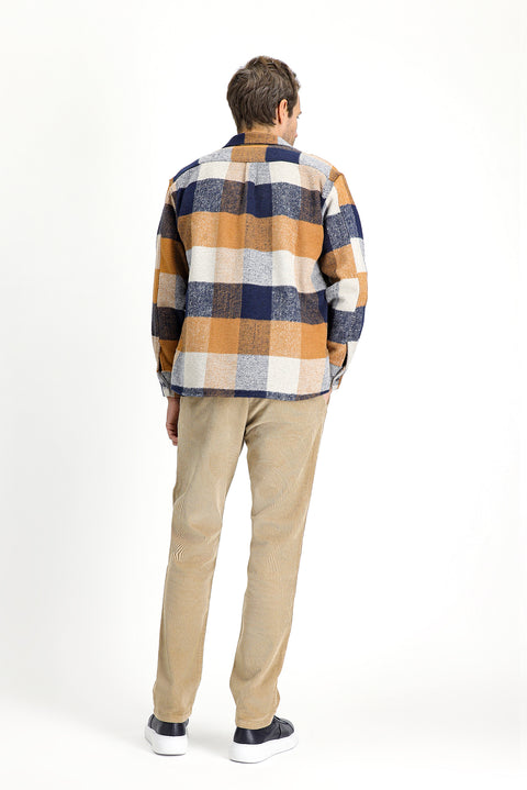 Mid Beige Relaxed Fit Cotton Corduroy Trousers