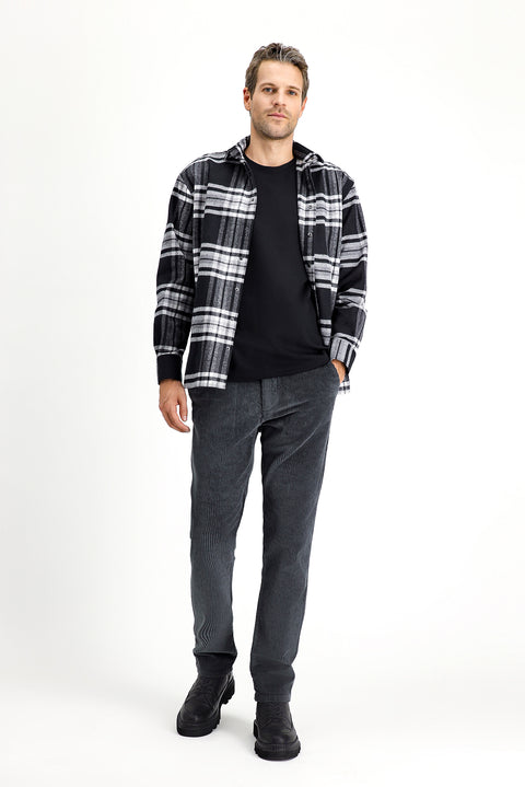 Medium Anthracite Regular Fit Standard Cut Cotton Corduroy Trousers