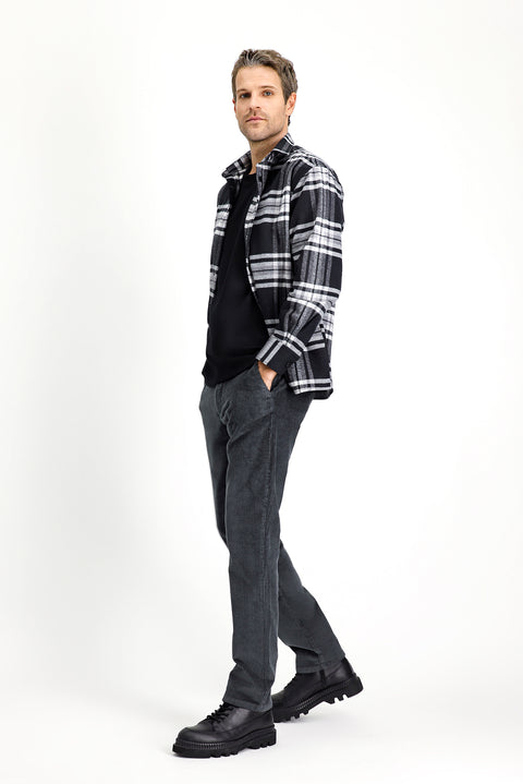 Medium Anthracite Regular Fit Standard Cut Cotton Corduroy Trousers