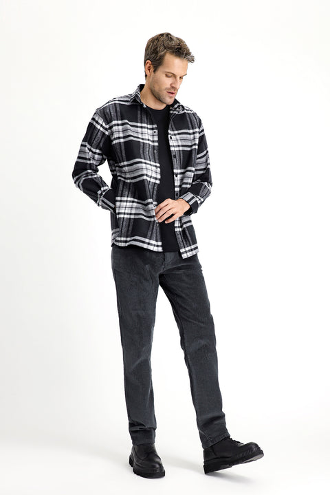 Medium Anthracite Relaxed Fit Cotton Corduroy Trousers