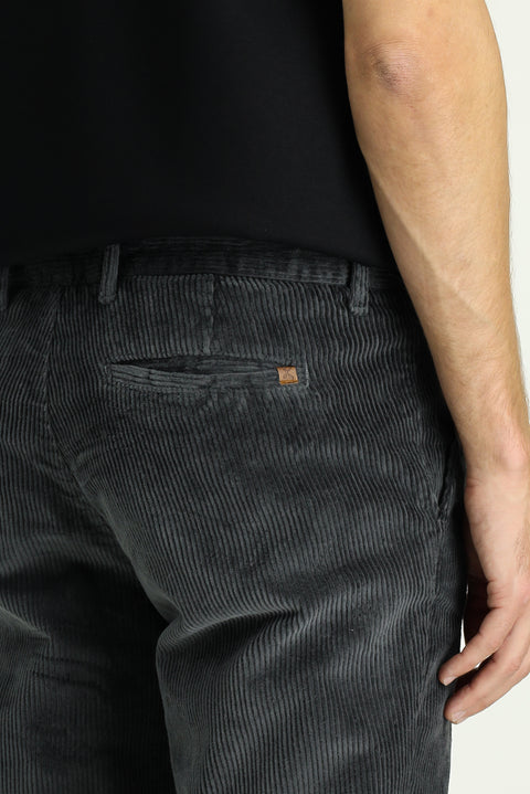 Medium Anthracite Regular Fit Standard Cut Cotton Corduroy Trousers