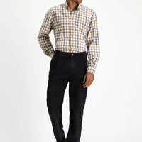 Dark Anthracite Relaxed Fit Stretch Pleated Corduroy Trousers