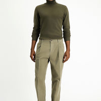 Open Mink Regular Fit Standard Cut Lycra Pleated Velvet Trousers