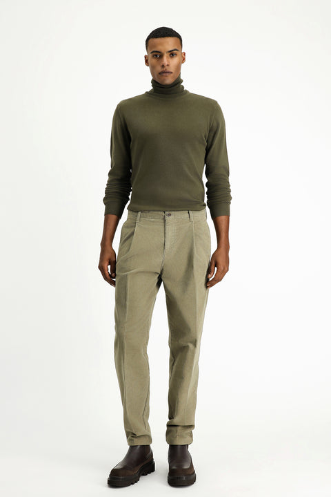 Open Mink Regular Fit Standard Cut Lycra Pleated Velvet Trousers